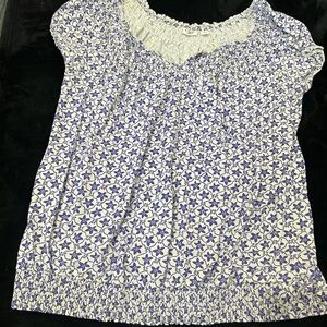 Cato Blue and White Floral Blouse
